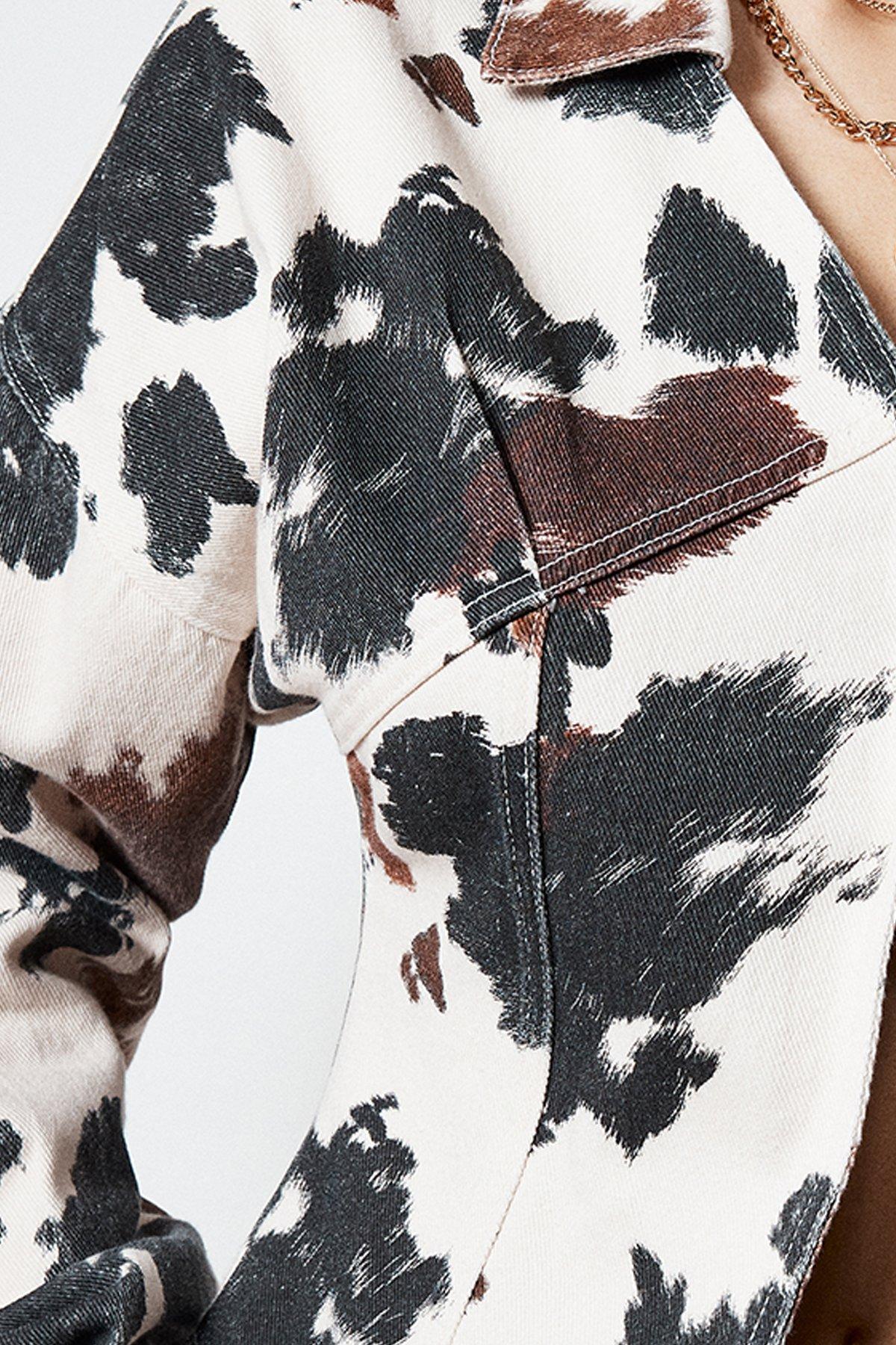 Cow Print Denim Hotpant Short | Nasty Gal
